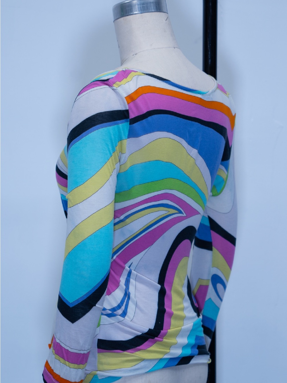 Emilio Pucci Multicolor Striped Scoop-Neck Long Sleeve Top - Picture 6 of 7
